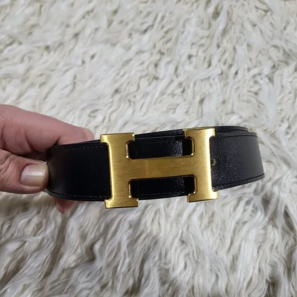 Hermès Reversible Black/Brown Constance H Belt #85 Brushed Gold Buckle - Picture 2 of 12